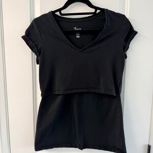 Black V-Neck Nursing / Maternity Layered Top